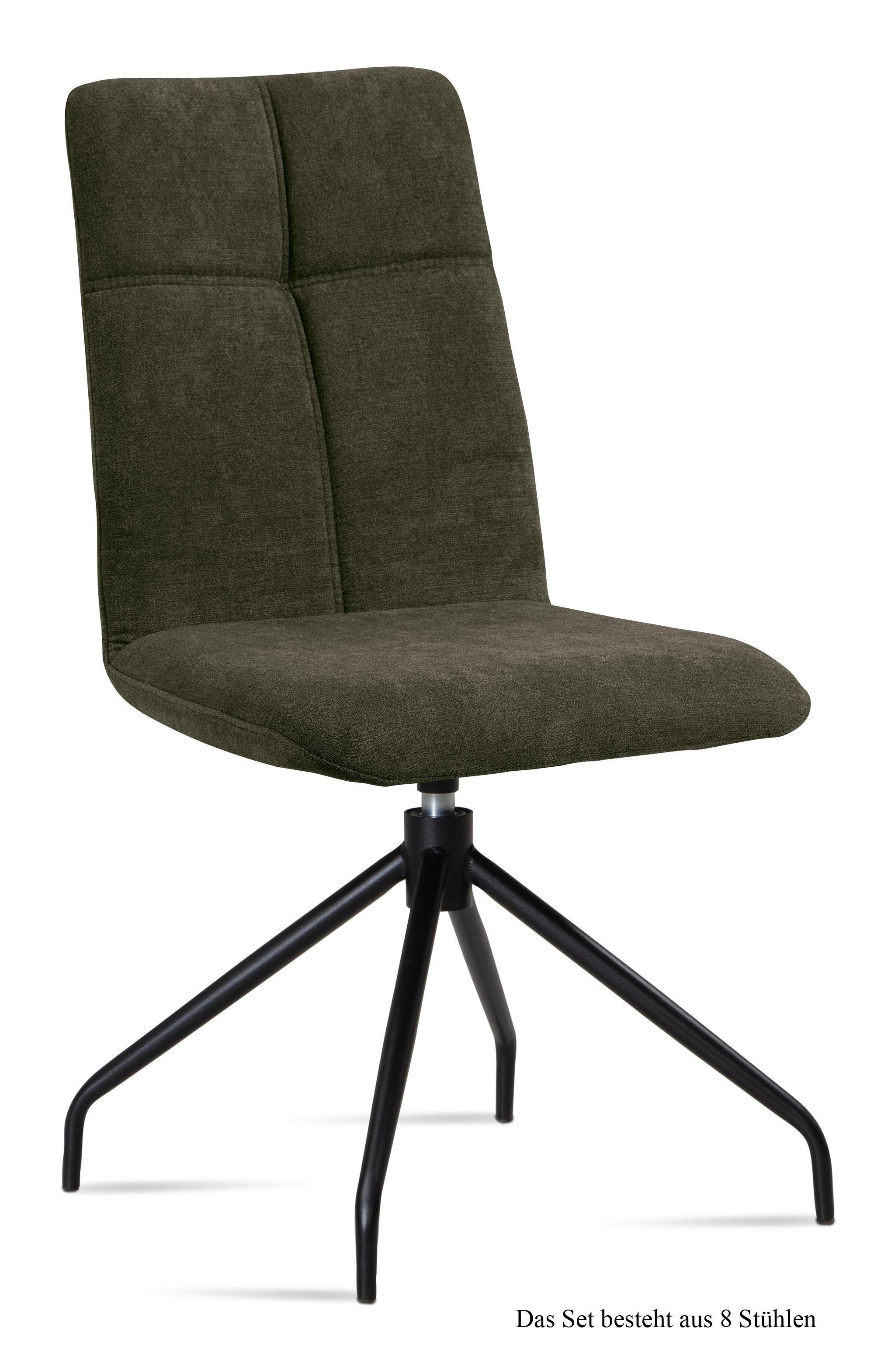 ESSZIMMERSTUHL drehbar (8er-Set) Dniren 47x92x60 Schwarz/Khaki - Dunkelgrün/Schwarz, Kunststoff (60/92/47cm) - 58aufmkessel