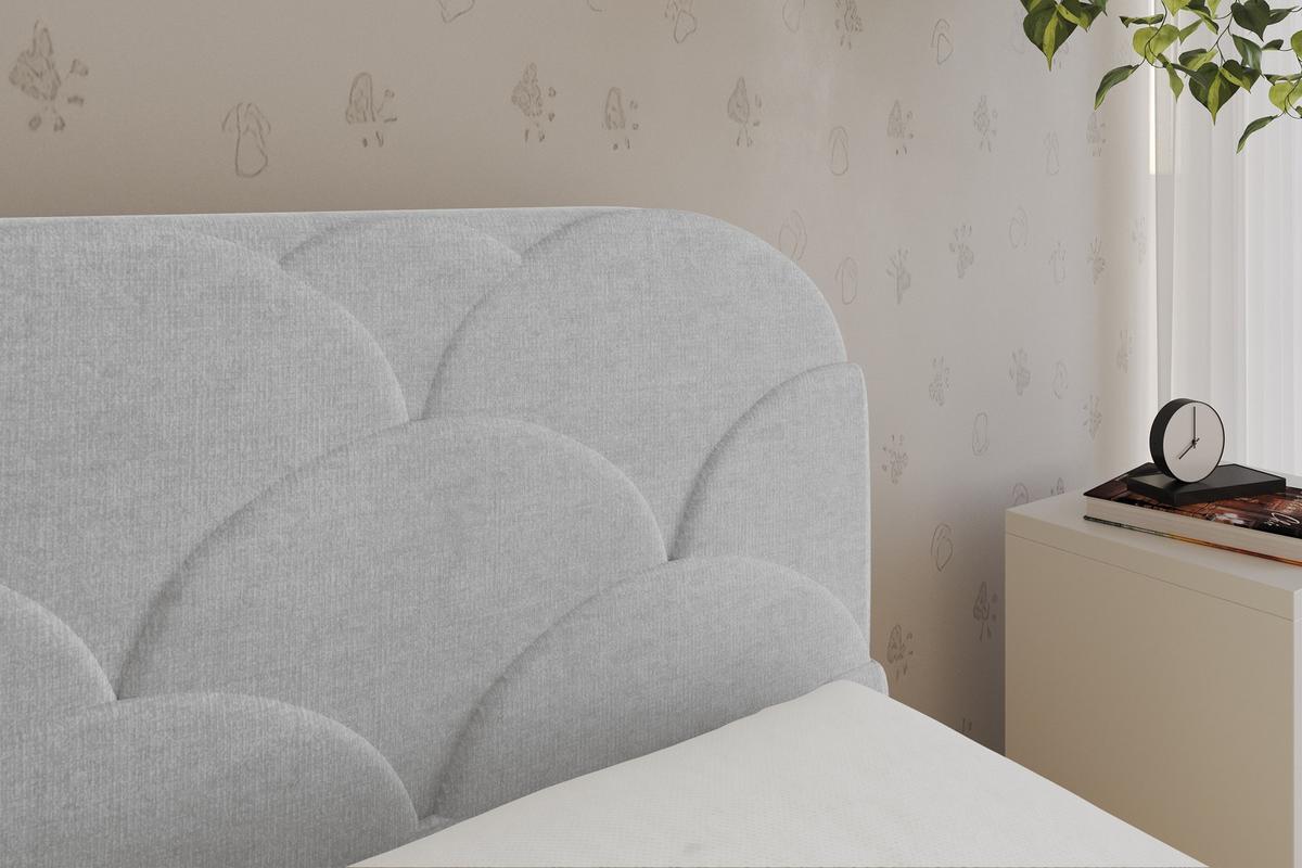EINZELLBETT Jugendbett mit Bettkasten, Links - ELRY 80x200 Grau - Hellgrau, Holzwerkstoff/Textil (80/200cm) - ALTDECOR
