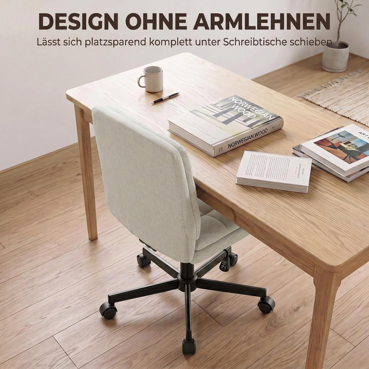 BÜROSTUHL Polyester Hellgrau - Hellgrau/Schwarz, Textil/Metall (51/100/66cm) - HOMCOM