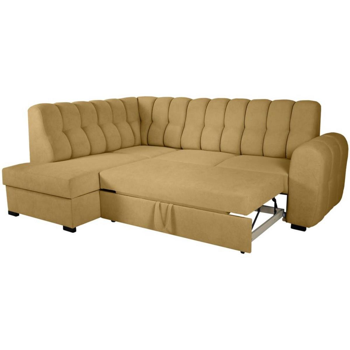 ECKSCHLAFSOFA Zoja links gelb - Gelb/Schwarz, Textil (261/193cm) - Beautysofa