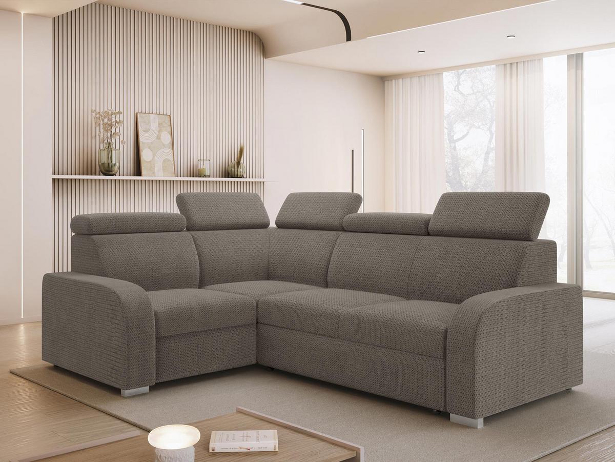 ECKSOFA Oslo 2rR1 80 - Silberfarben/Braun, Holz/Kunststoff (250/200cm) - MIRJAN24