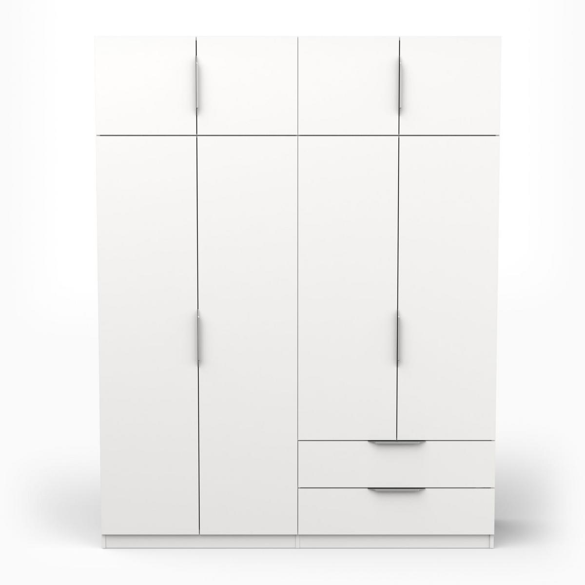 KLEIDERSCHRANK 8 Türen und 2 Schubladen L157,3 cm - Ghost - Weiß, Holzwerkstoff (51.1/203/166.5cm) - Demeyere