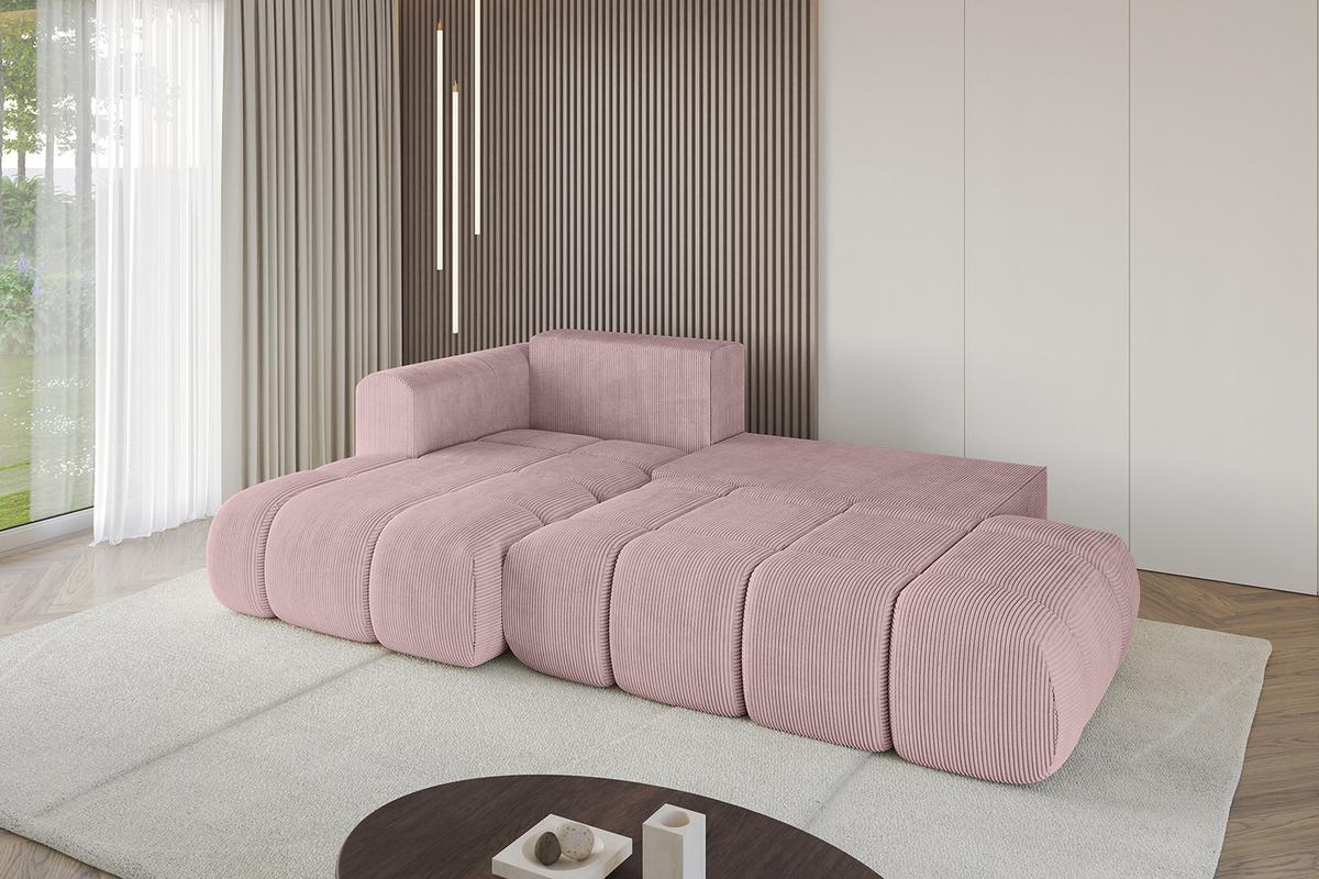 ECKSOFA Ottomane Links CLOUD-L 280x185x90 Rosa Cord - Rosa, Holzwerkstoff/Kunststoff (180/289cm) - ALTDECOR