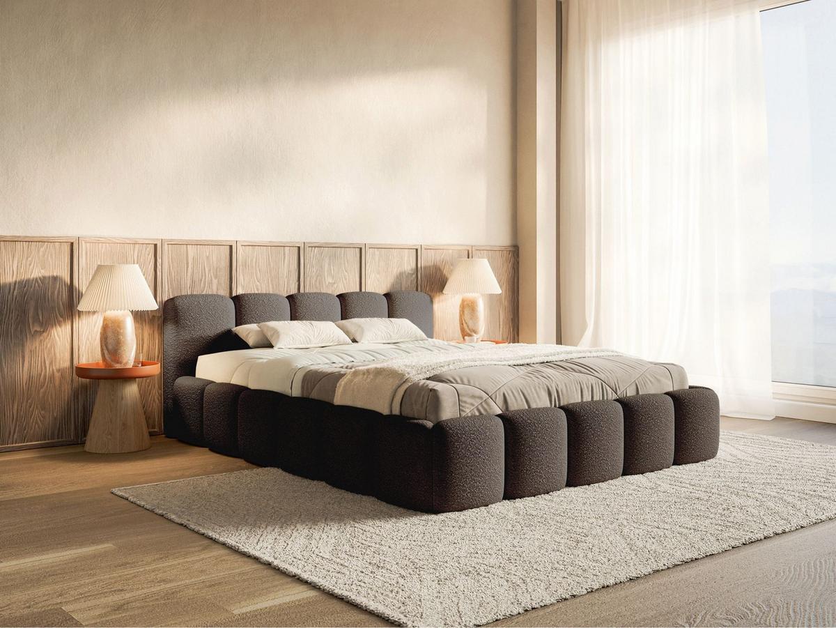 POLSTERBETT Cloudy Low Braun Bouclébezug 160x200 - Braun, Textil (160/200cm) - Selsey