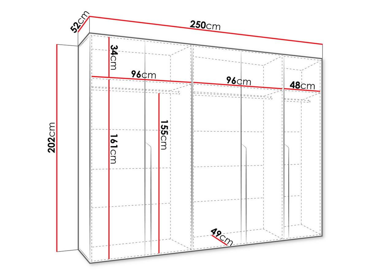 DREHTÜRENSCHRANK Mila I 250 - Nussbaumfarben/Schwarz, Holzwerkstoff/Kunststoff (250/202/52cm) - MIRJAN24