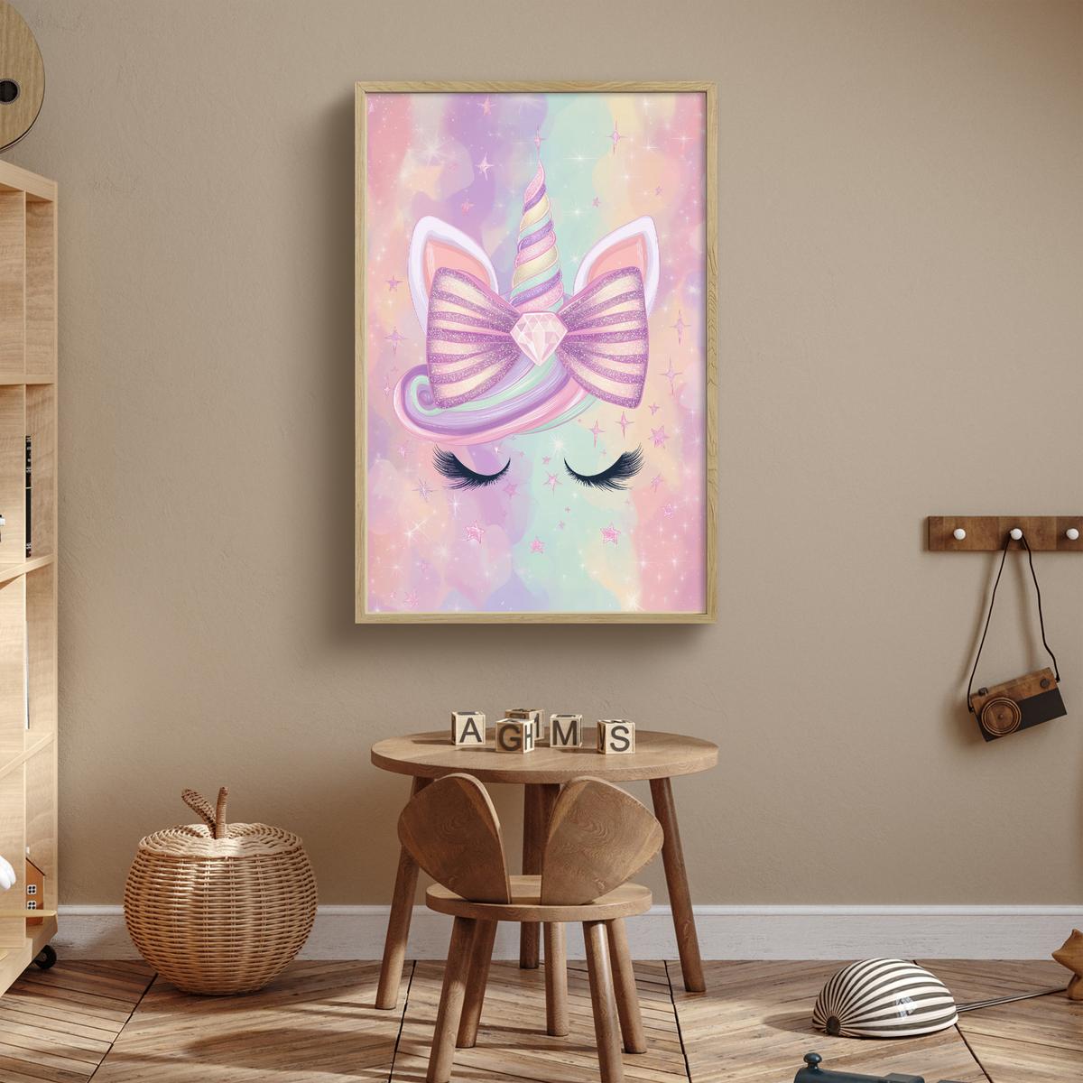 NACHTTISCHLAMPE MIT AKKU Einhorn - Glitzer - Regenbogen - Pastell 60x90 cm - Hellrosa, Holzwerkstoff (8/60/90cm) - OnlyWow