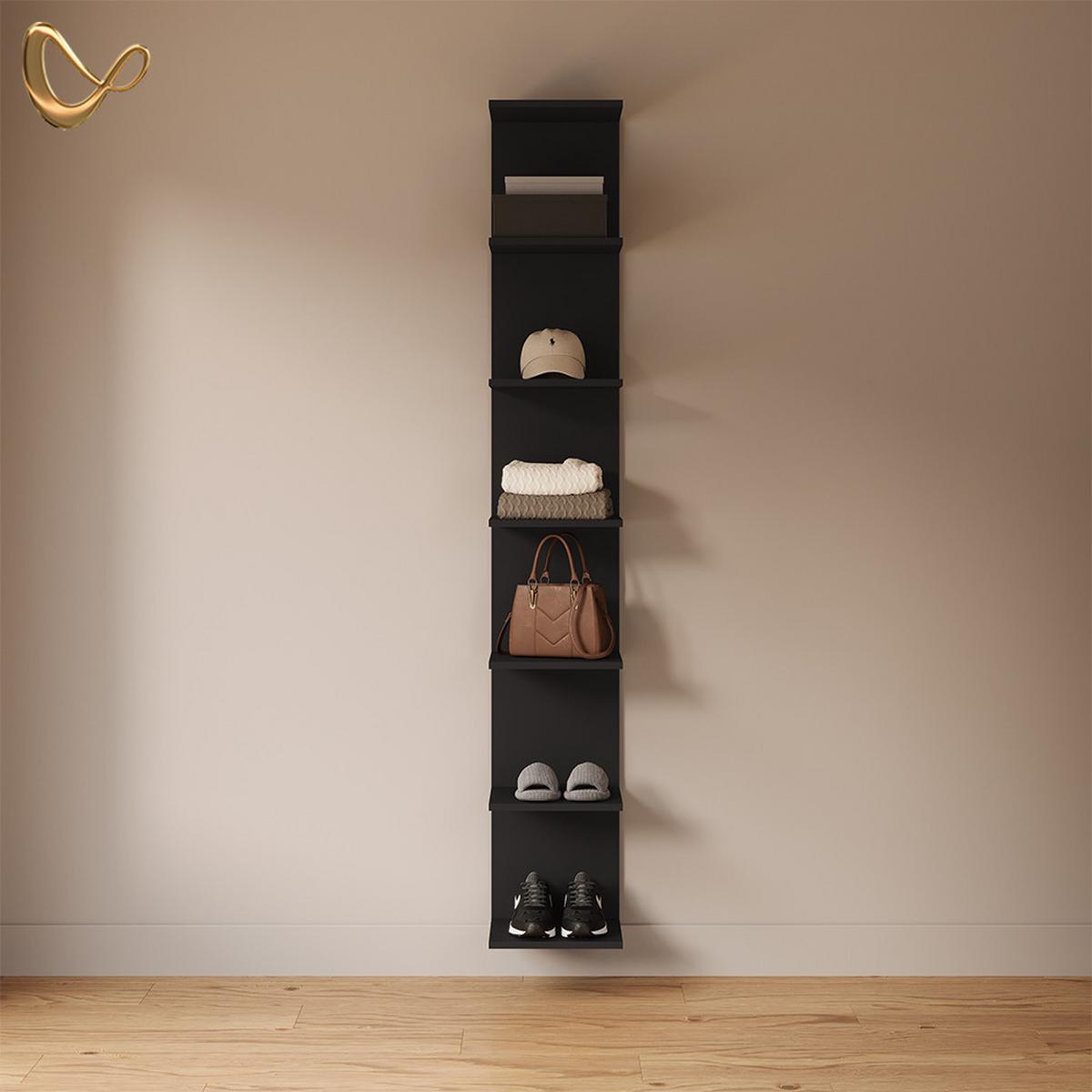 WANDREGAL Vesuvio Schwarz 30 x 190 cm - Schwarz, Holzwerkstoff (30/190/28cm) - Livinity®