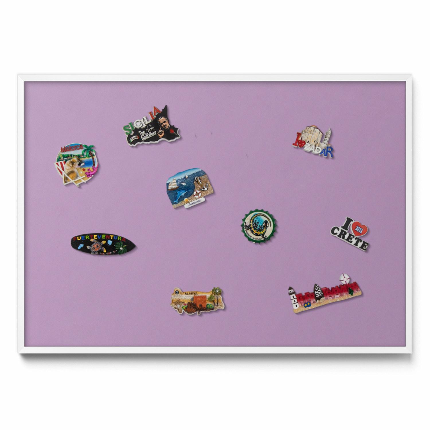 MAGNETTAFEL 100x70 cm Weißer Rahmen Pastelllila - Aubergine, Metall (100/70/0.4cm) - TULUP