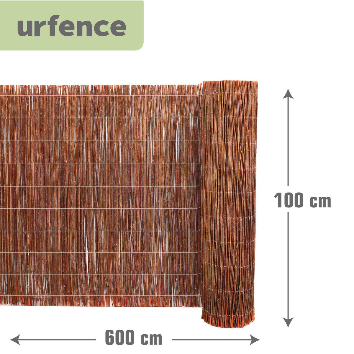BALKON Sichtschutz Gartenzaun 100x600 - Garten Sichtschutzmatte Weide - Braun, Naturmaterialen (0.9/100cm) - urfence