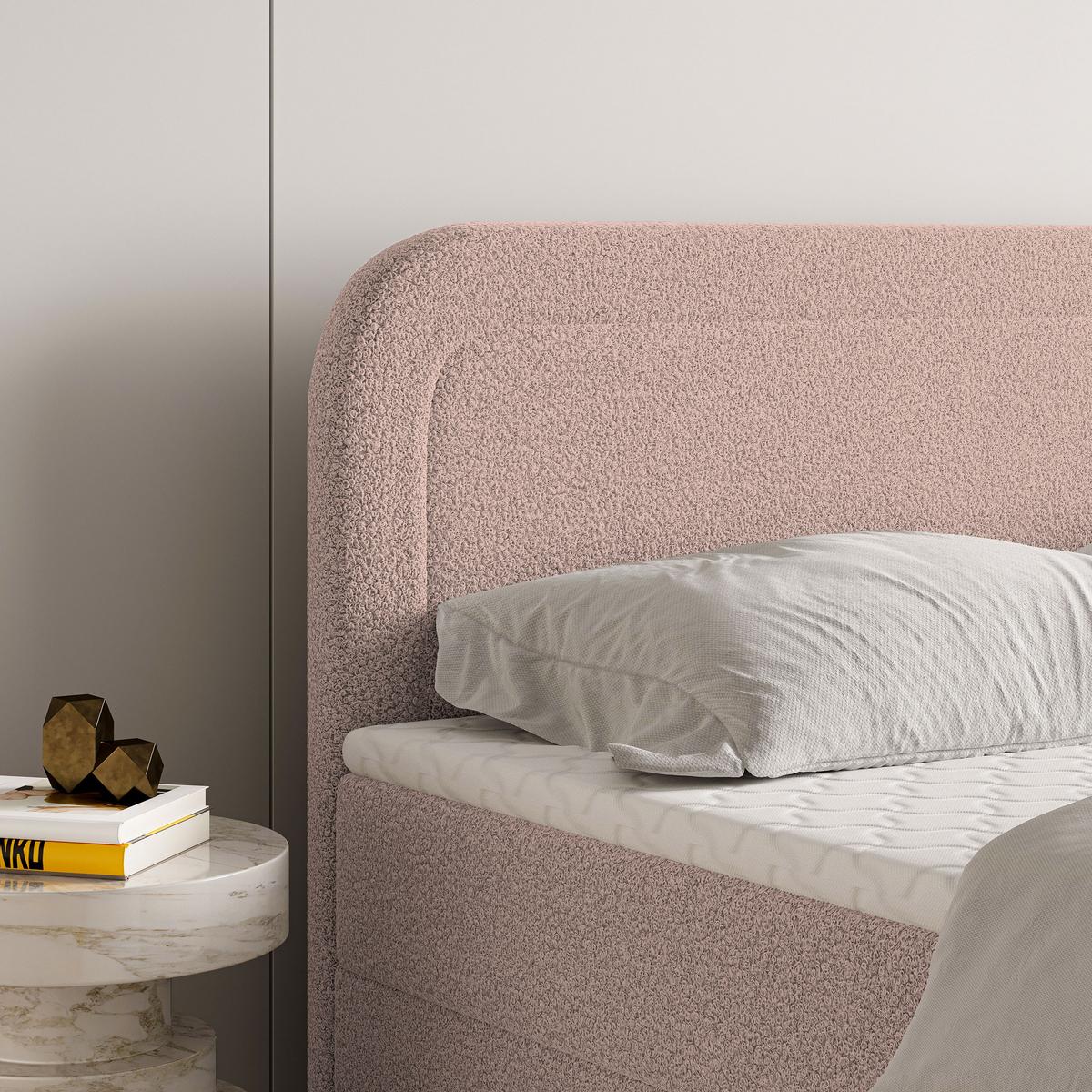 BOXBETT ARMEL 180x200 cm mit Matratze und Topper - Rosa - Rosa, Holz (180/200cm) - MASSENO