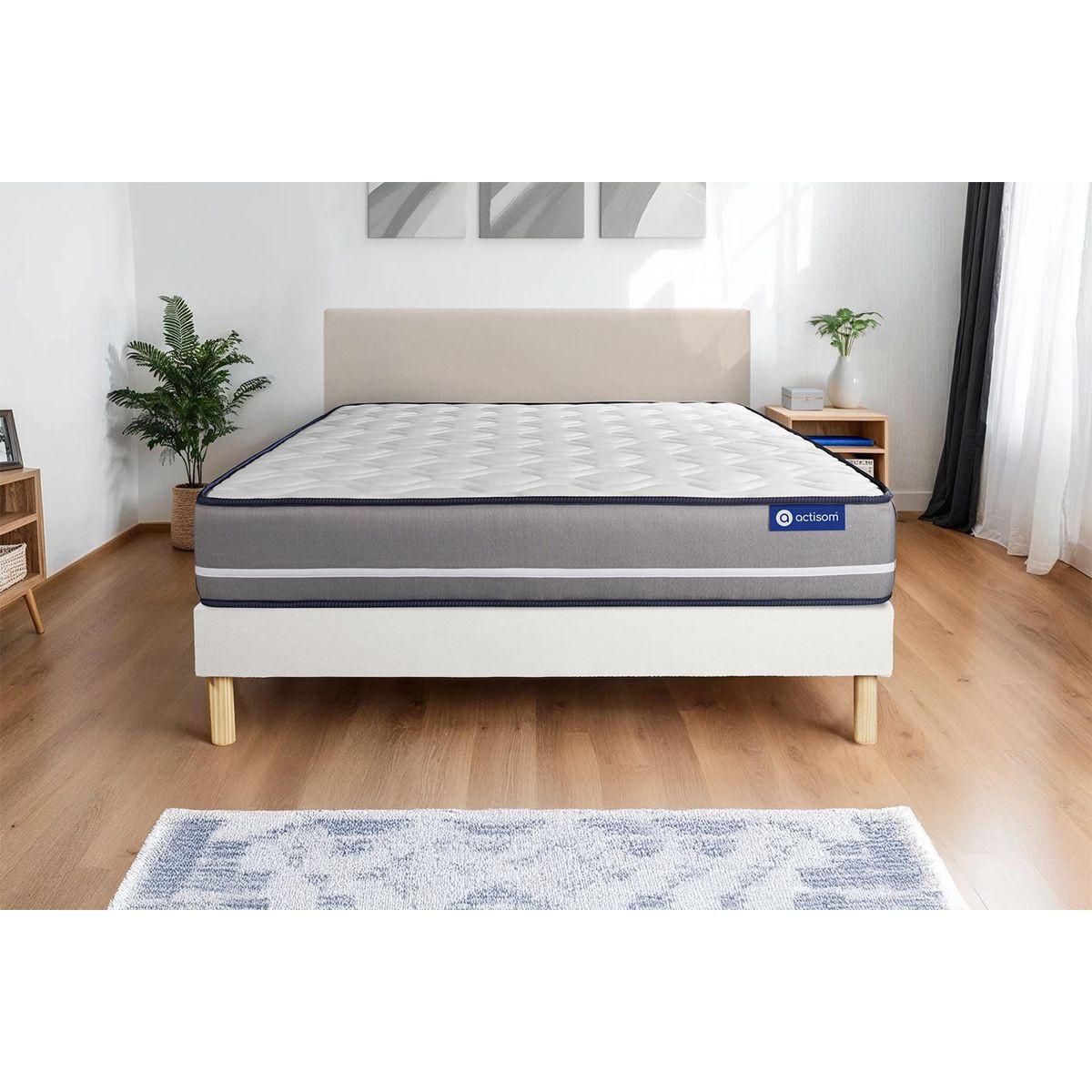 BETT Actimemo pur Memory-Schaum 180 x 210 cm h3 - Kit Bettgestell Weiß - Beige/Weiß, Karton/Holz (180/210cm) - ACTISOM