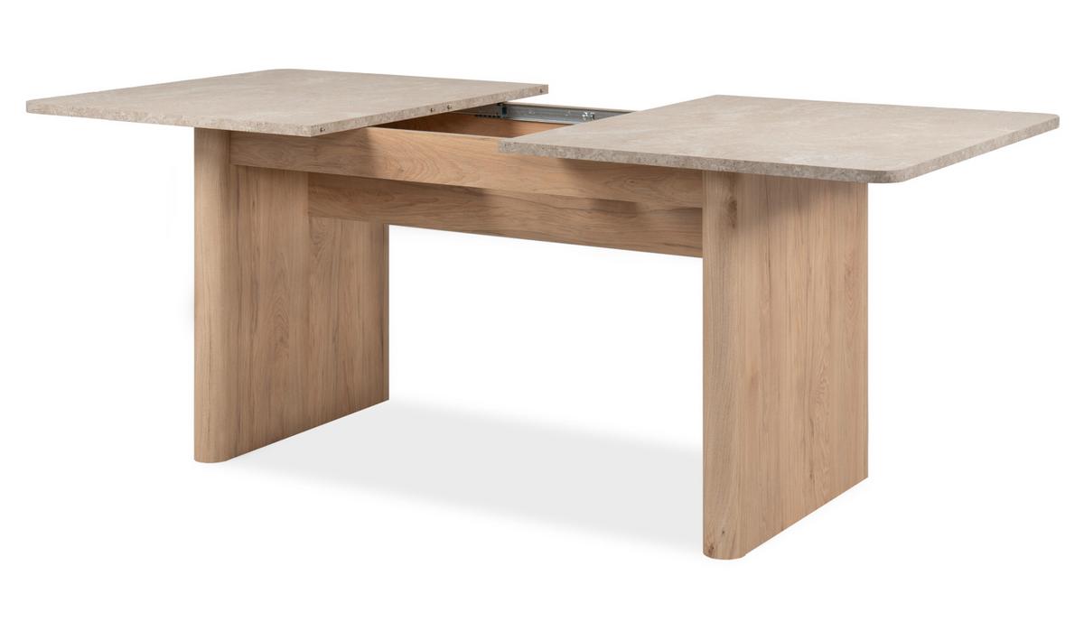 ESSTISCH Sandstein, Hickory Walnuss 160 - 200 cm, Küchentisch ausziehbar - Sandfarben/Walnussfarben, Holzwerkstoff/Metall (160/90/75cm) - Furn.Design