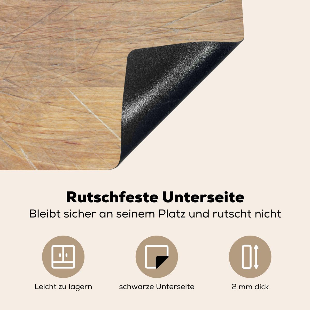 HERDABDECKPLATTE Holz - Löffel - Braun - Smiley Ceranfeldabdeckung 85x52 cm - Hellbraun, Kunststoff (85/52/0.2cm) - MuchoWow