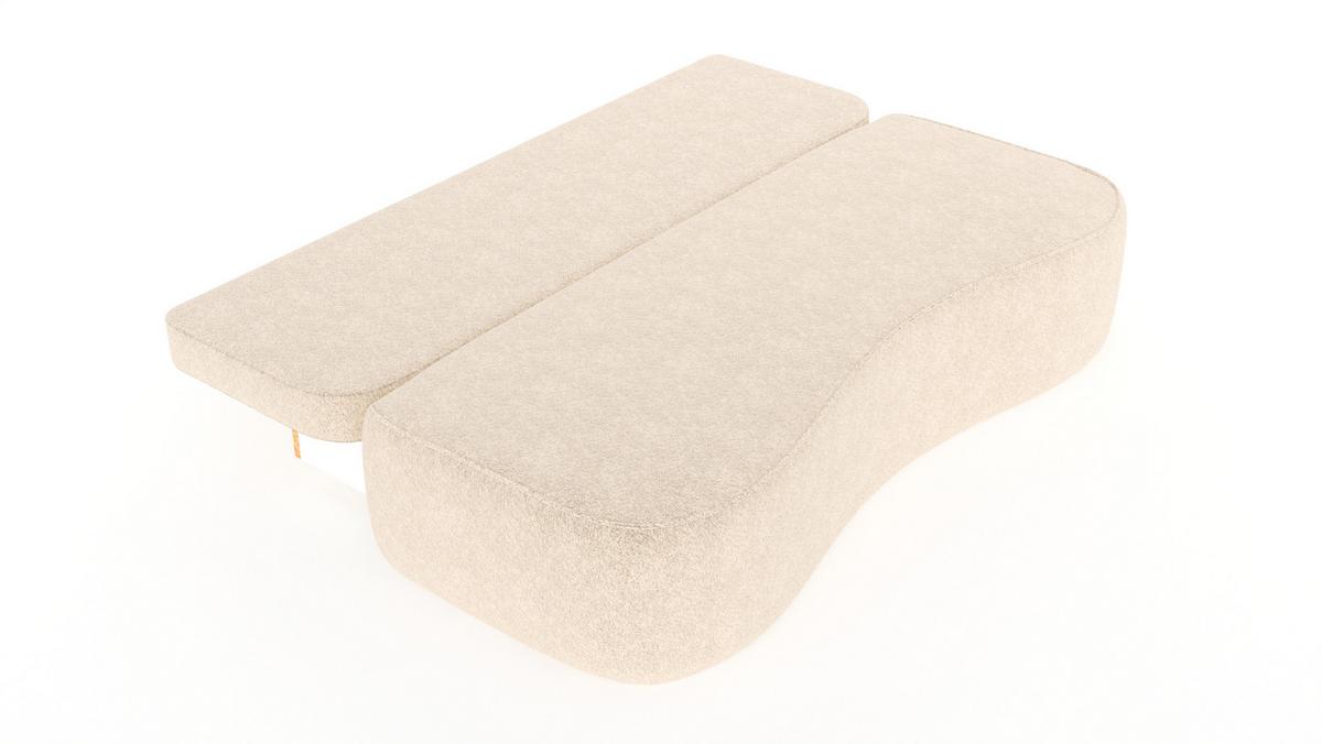 BETTSOFA ROTONDO Creme Bucle-Stoff mit Schlaffunktion - Creme, Textil (101/93/207cm) - MASSENO