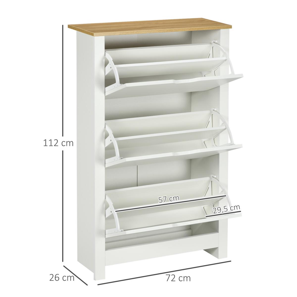 SCHUHSCHRANK Schuhregal mit Schublade Schuhständer für 18 Paar Schuhe Weiß+Natur - Weiß/Naturfarben, Holzwerkstoff/Kunststoff (26/112/72cm) - HOMCOM