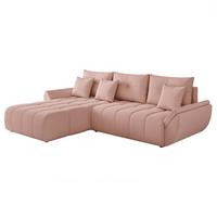 ECKSOFA ARO mit Schlaffunktion und Bettkasten Rosa - Schwarz/Rosa, Kunststoff/Textil (280/190cm) - Idohome