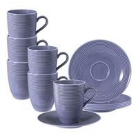 HENKELBECHER MIT UNTERTASSEN Beat Color Glaze Fliederblau 350 ml 6er Set - Flieder, Keramik (16.7/12.8/16.7cm) - Seltmann Weiden