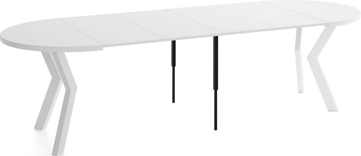 ESSTISCH Savio Weiß rund ausziehbar verlängerbar XXL, Weiß 100-300/100/77 cm - Weiß, Holz/Holzwerkstoff (100/300/77cm) - WFL GROUP
