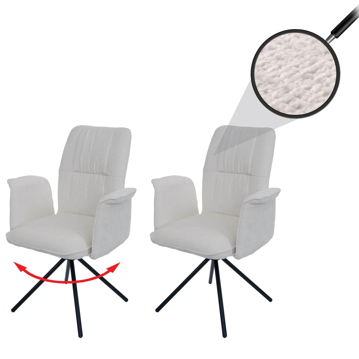 ESSZIMMERSTUHL Cremeweiß 2er-Set - Creme/Weiß, Textil (70/94/60cm) - MCW