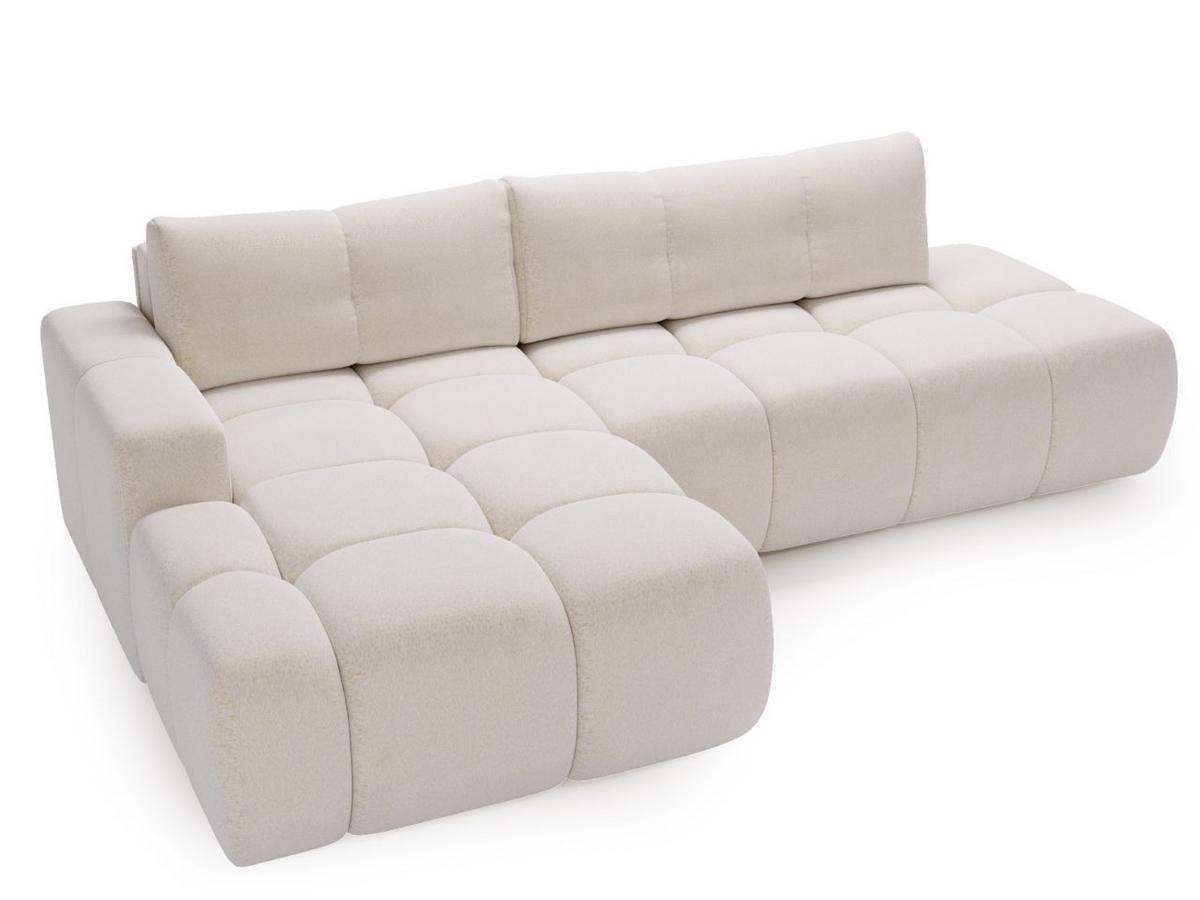 ECKSOFA Montero Bouclé-Stoff Weiß Rechts - Weiß, Holz/Textil (280/177cm) - Graingold