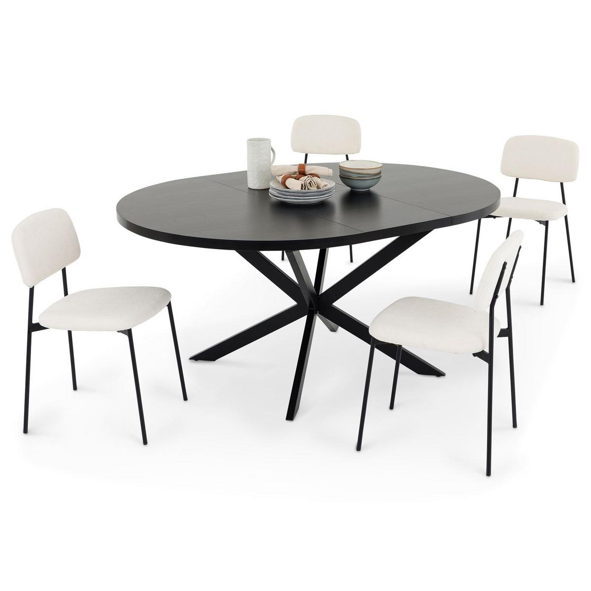 ESSGRUPPE TOLEDO 5er Set schwarz - Schwarz, Holzwerkstoff/Metall (120/75/120cm) - IDIMEX