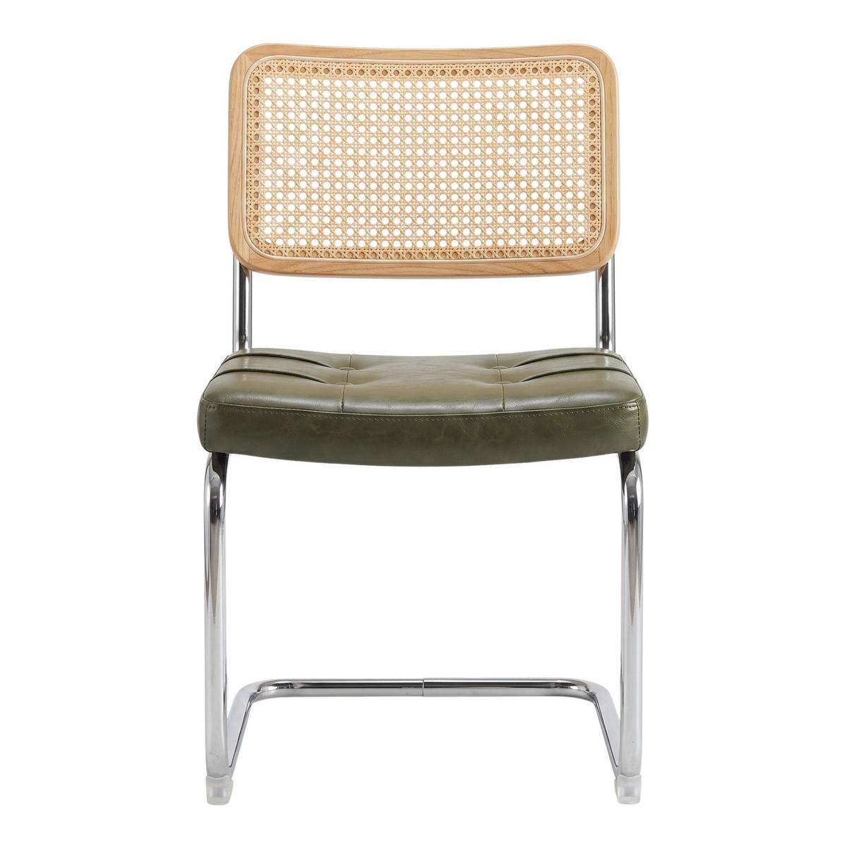 ESSZIMMERSTÜHLE 4er Set Freischwinger Rattan Kunstleder - Grün, Leder (53/84.6/46.4cm) - Urban Meuble