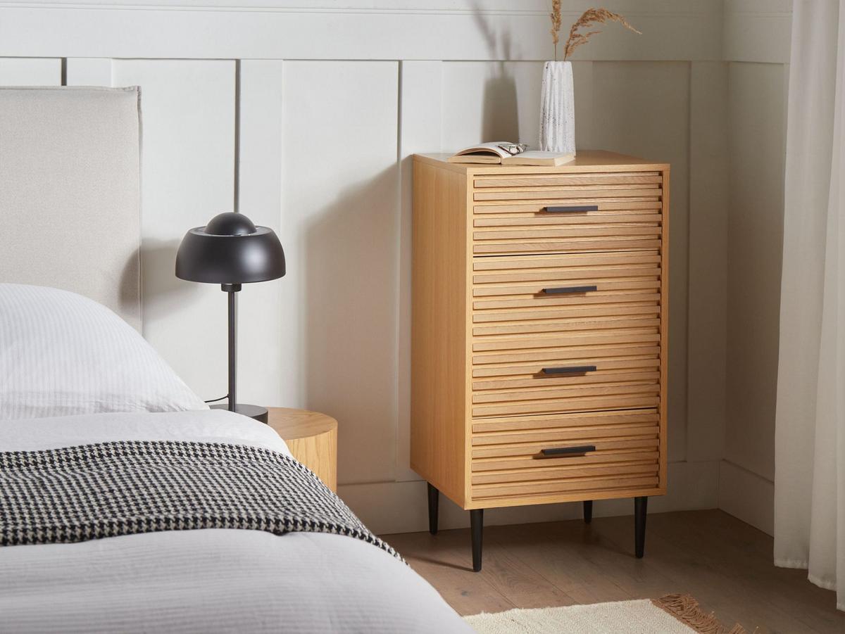 KOMMODE mit 4 Schubladen Hellbraun Keith - Hellbraun, Holzwerkstoff (48/90/40cm) - Beliani