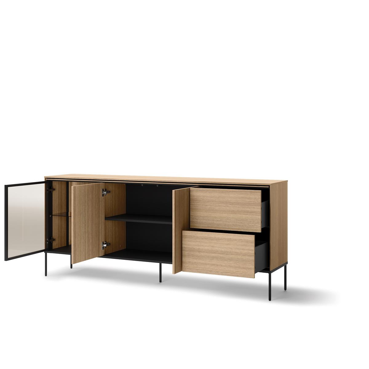 KOMMODE VISSO VI-06 mit LED-Beleuchtung Eiche linear - Eichefarben, Holzwerkstoff (201/85/41cm) - Lookway