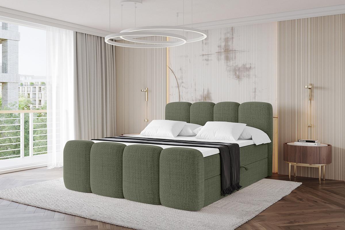 BOXBETT mit Matratze H4 und Lattenrost - NINA-Z - 140x200 cm - Grün - Grün, Holzwerkstoff (140/200cm)