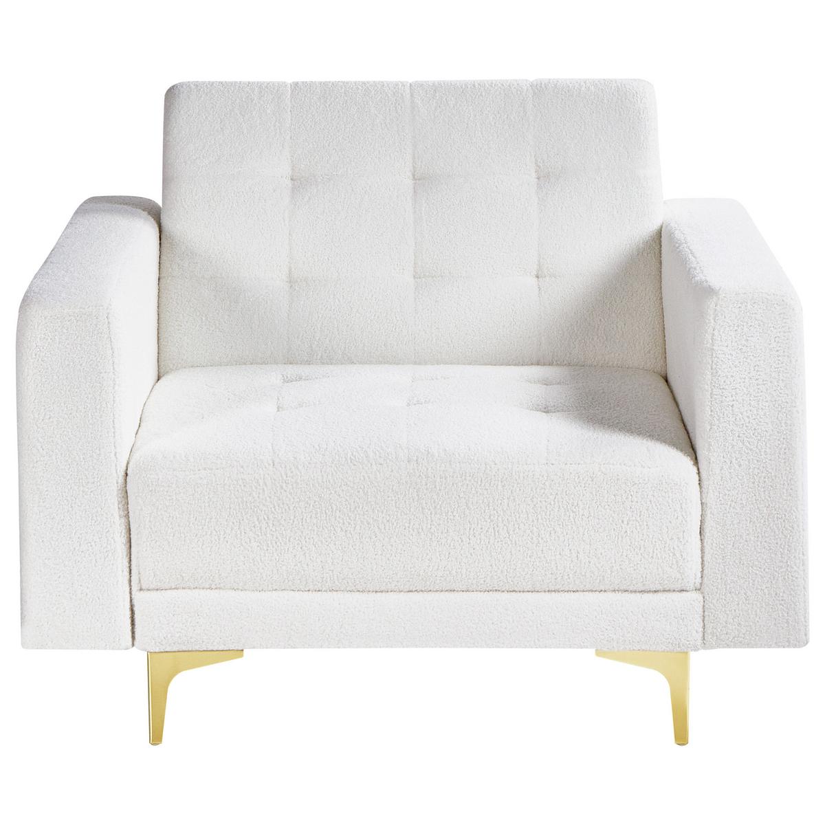 SESSEL Bouclé Cremeweiß Aberdeen - Weiß, Textil (106/83/88cm) - Beliani