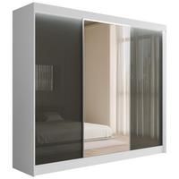 KLEIDERSCHRANK VESLI mit LED - 250 cm - Weiß|Grau - Weiß/Grau, Holzwerkstoff (250/215/61cm) - ALTDECOR