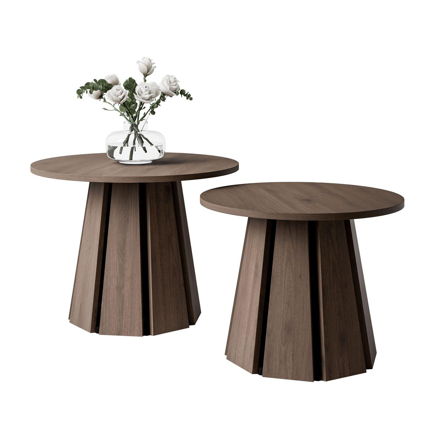 COUCHTISCHSET SILVA 2in1, Nussbaum - Nussbaumfarben, Holzwerkstoff (67/67/51cm) - Lookway