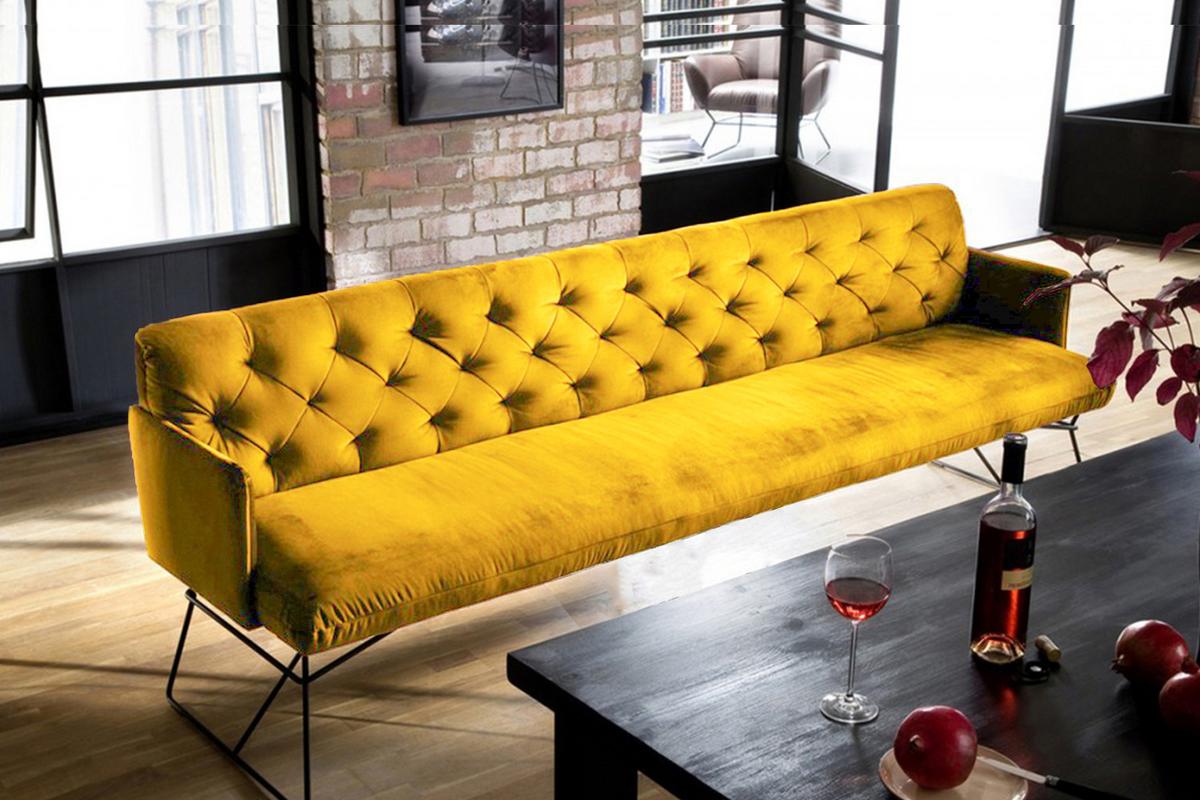 ESSZIMMERBANK CHARME Gelb Velvet - Currygelb/Gelb, Textil (186/85/68cm) - KAWOLA