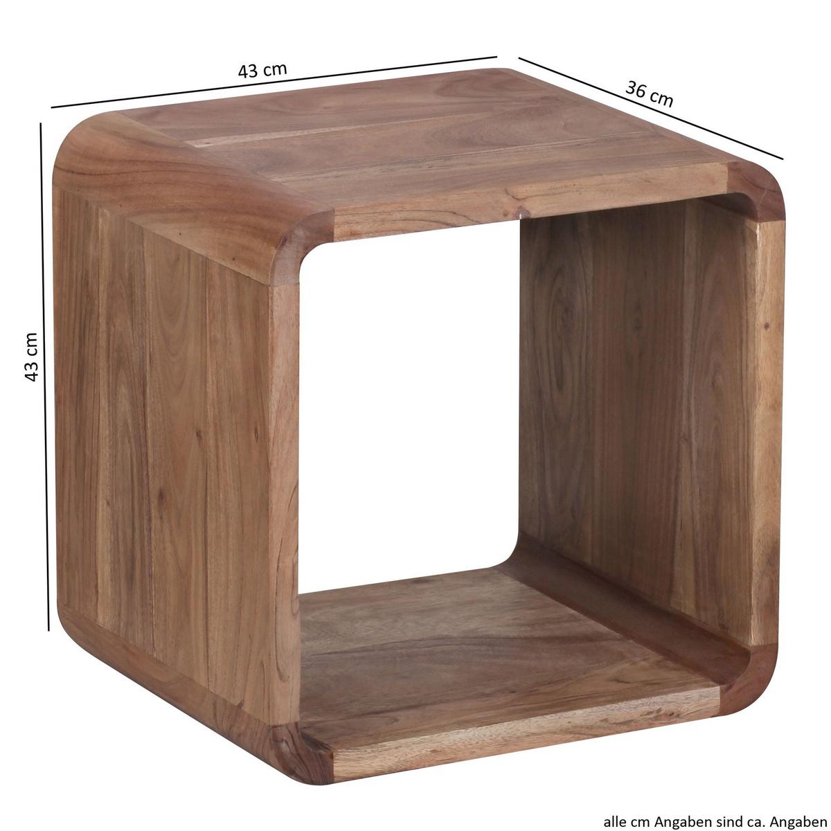 BEISTELLTISCH Set – 2-teilig Akazie Massivholz handgefertigt - Beige/Braun, Holz (36/43/43cm) - KADIMA DESIGN