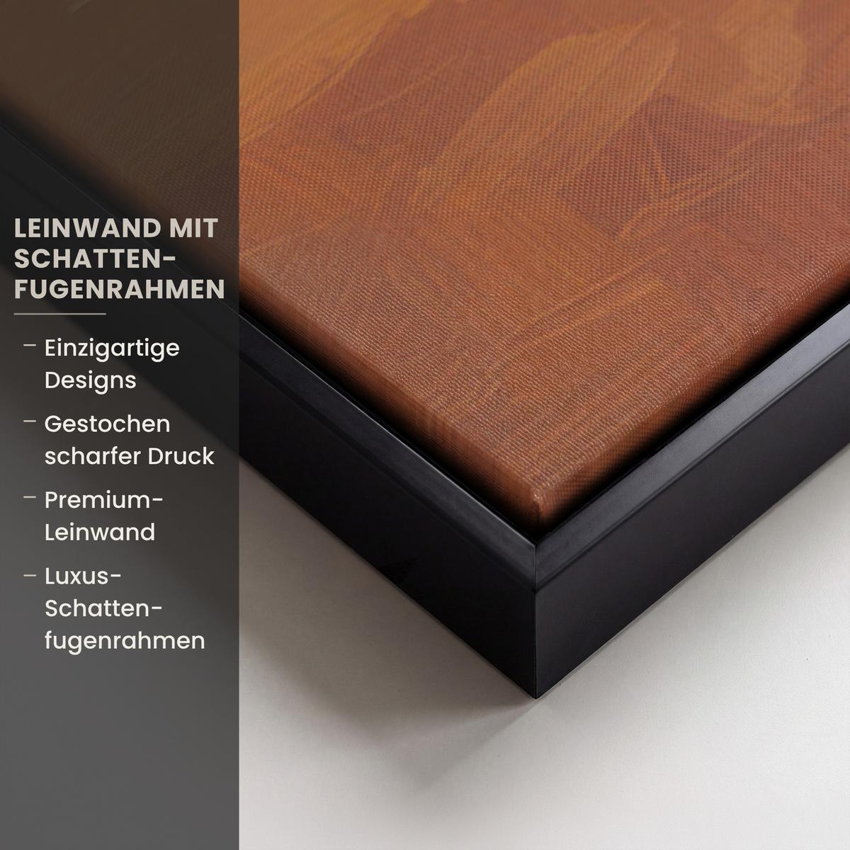 LEINWAND Bilder mit Rahmen - Abstrakt - Baum - Weiß - Blätter - 120x80 - Braun, Textil (120/80cm) - MuchoWow
