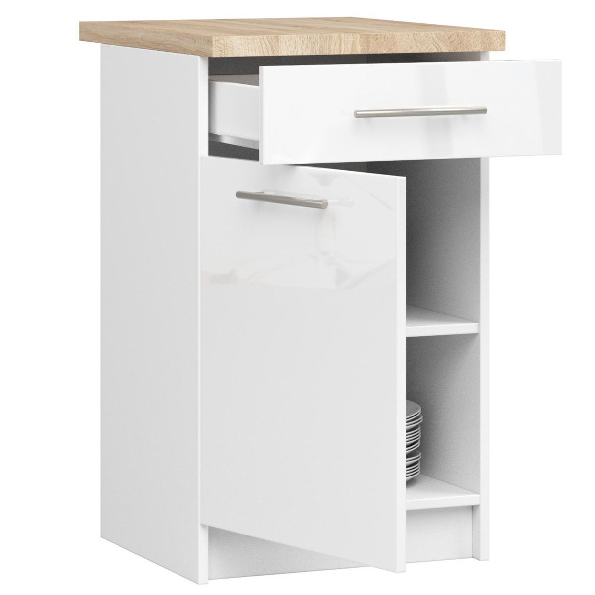 UNTERSCHRANK Weiß, Weiß Glanz 85/50/46 - Weiß Hochglanz/Weiß, Holzwerkstoff (50/85/46cm) - RAUMHIRSCH FURNITURE