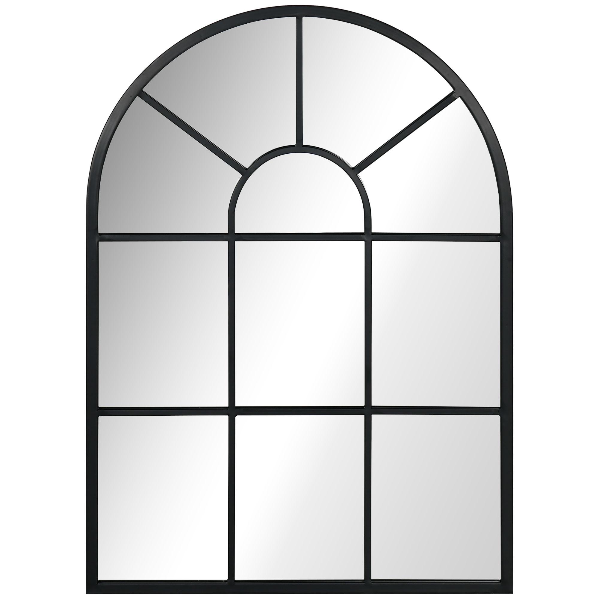 WANDSPIEGEL Fensterspiegel 70 x 50 cm Dekorativ Spiegel mit Metallrahmen Schwarz - Schwarz, Glas/Metall (2/50/70cm) - HOMCOM