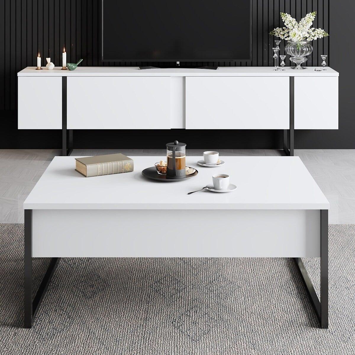 TV-MÖBEL luxe weiss - Weiß, Holzwerkstoff (180/50/30cm) - Calicosy