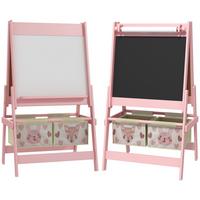 KINDERTAFEL, 3 in 1 Kinder Staffelei, Doppelseitige Standtafel mit Papierrolle - Rosa, Holzwerkstoff (46.5/93/54cm) - AIYAPLAY