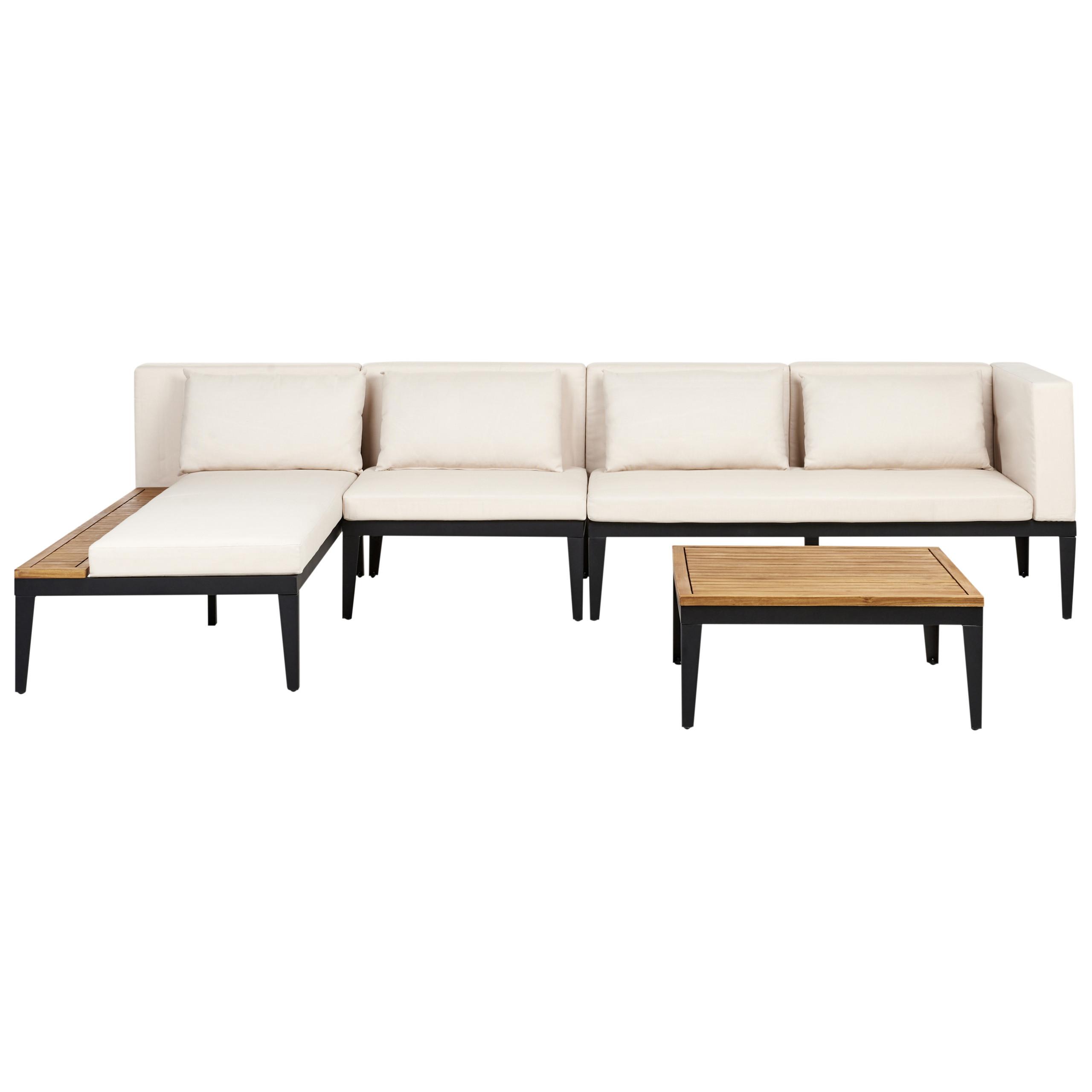 LOUNGE-SET 4-Sitzer Beige Bracciano - Hellbraun/Beige, Holz - Beliani