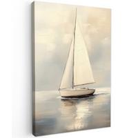 LEINWANDBILD Segelschiff - Meer - Bewölkt Deko Wohnzimmer 20x30 cm - Creme, Textil (20/30cm) - MuchoWow