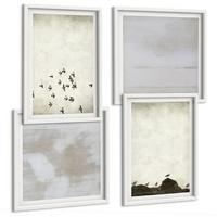 BILDER SET 4er Set - 50x50 cm & 40x60 cm Weißer Rahmen - Minimalistische Vögel im Flug - Weiß, Kunststoff (50/50cm) - TULUP
