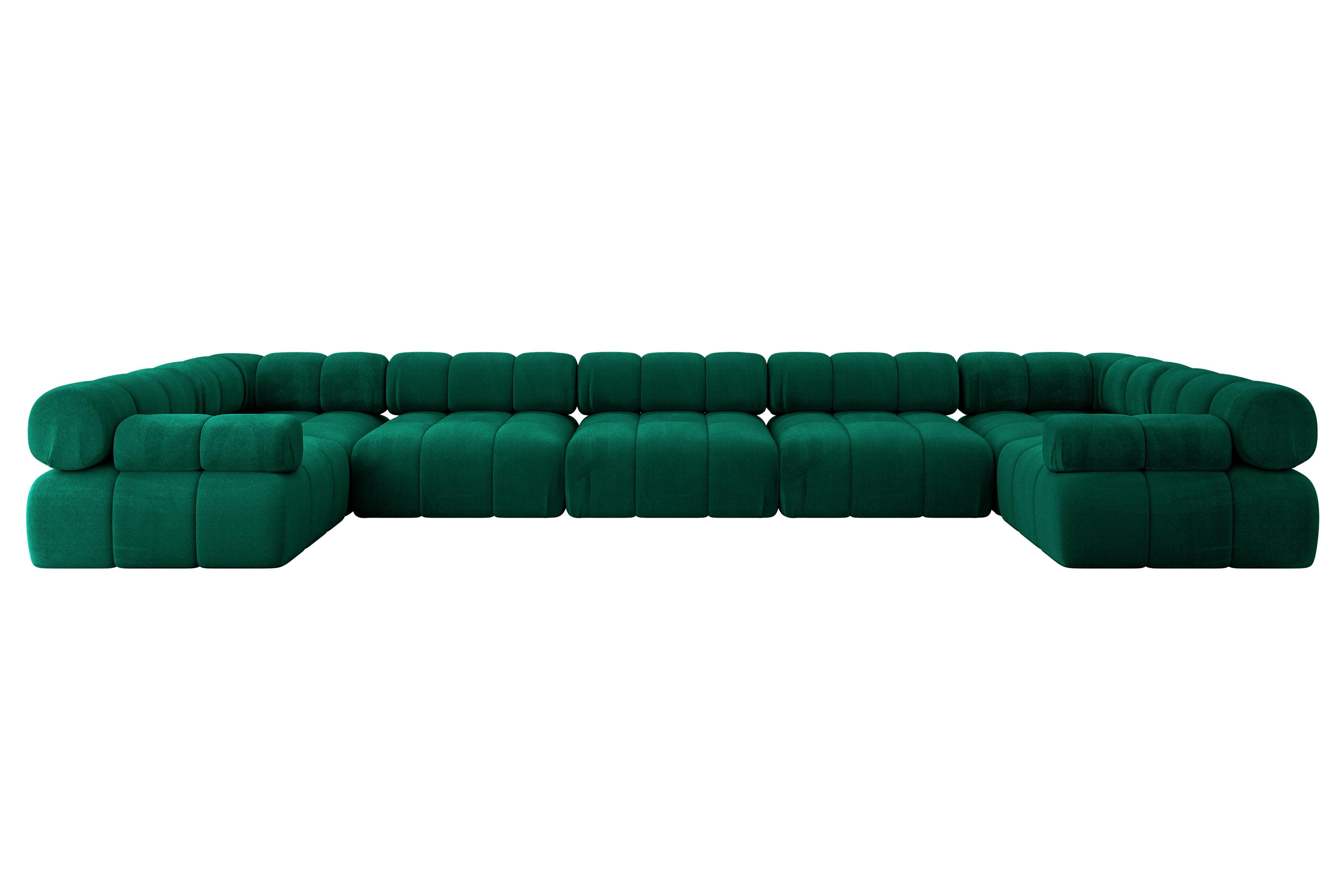 WOHNLANDSCHAFT modulares Sofa Birno-U3 - 475x190x70 cm Dunkelgrün Velours - Dunkelgrün, Holzwerkstoff/Textil (475/70/190cm) - ALTDECOR