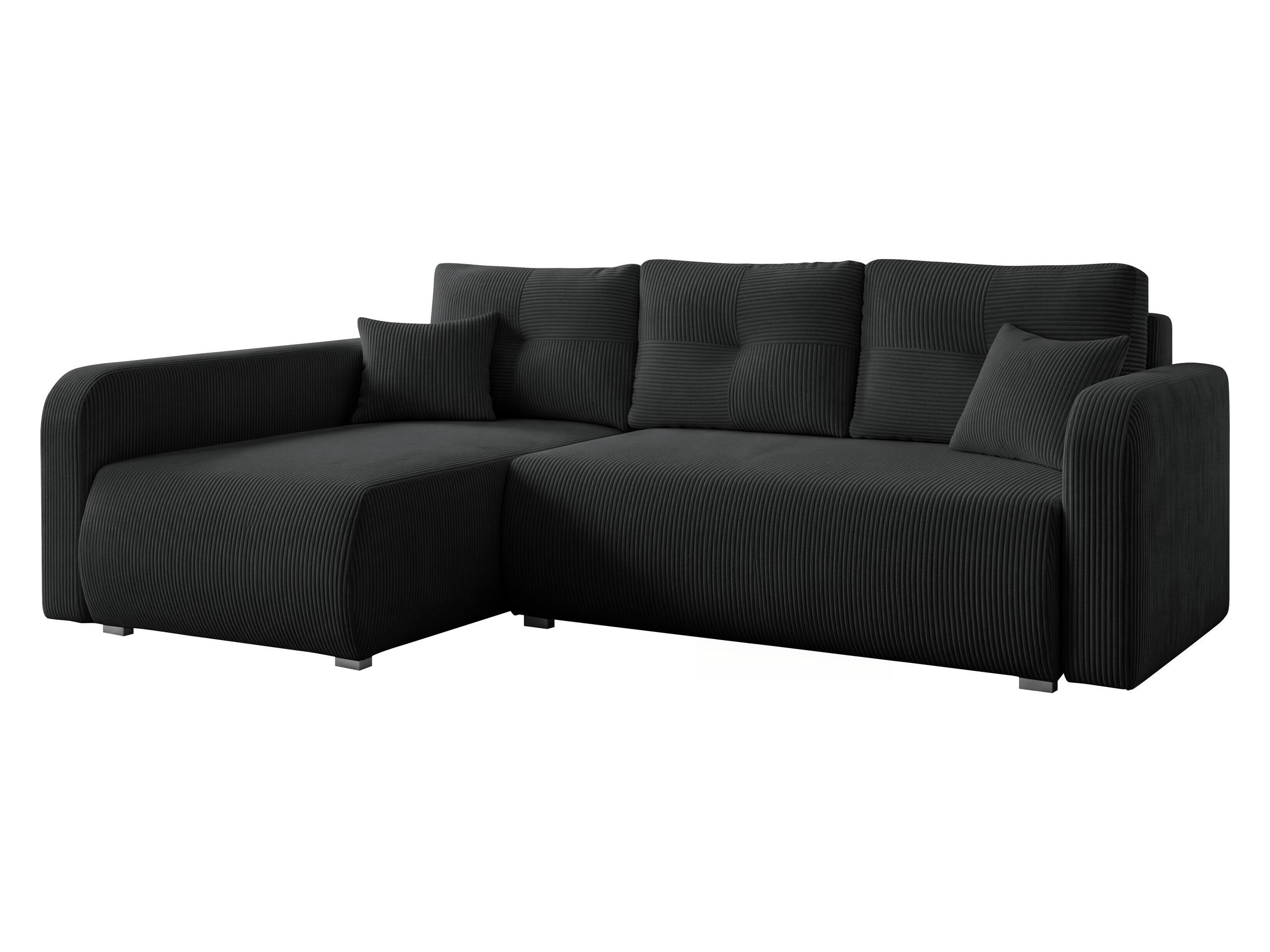 ECKSOFA Viena Cord, Seite: Links - Silberfarben/Schwarz, Holz/Kunststoff (234/145cm) - MIRJAN24