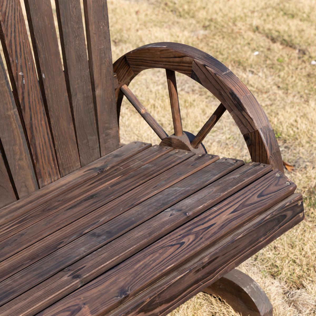 GARTENBANK mit Armlehne Sitzbank Gartenmöbel Massivholz Dunkelbraun - Dunkelbraun, Holz (66/95/108cm) - Outsunny