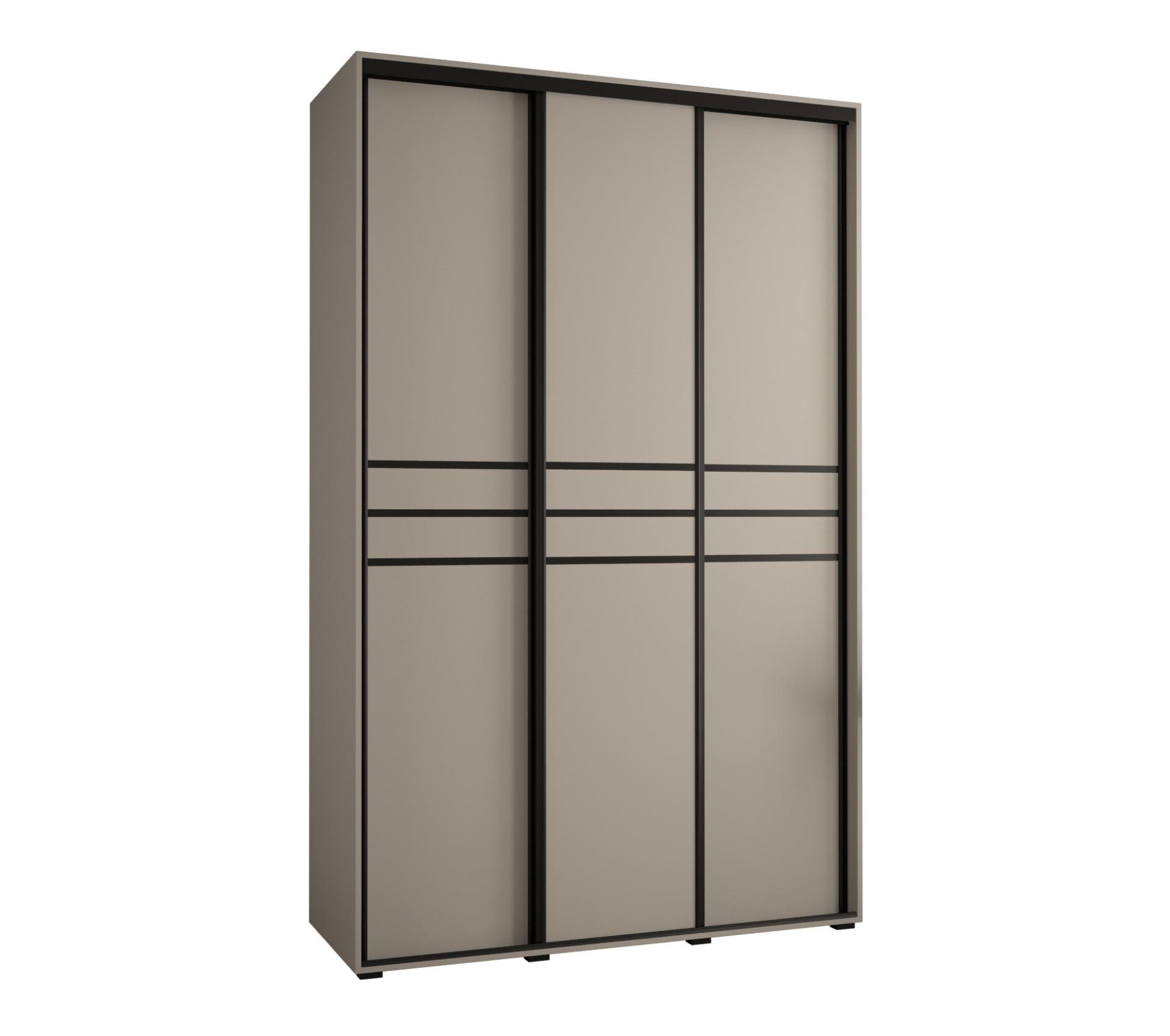 SCHWEBETÜRENSCHRANK 235,2/160/60 3-türig - Kaschmir/Schwarz, Holz/Metall (160/235.2/60cm) - MÖBEL KRYSPOL