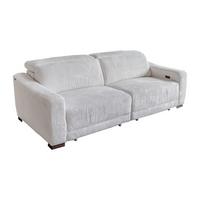 SOFA KIANA Cremeweiß Cord Relaxfunktion - Creme/Schwarz, Kunststoff/Textil (227/80/110cm) - KAWOLA