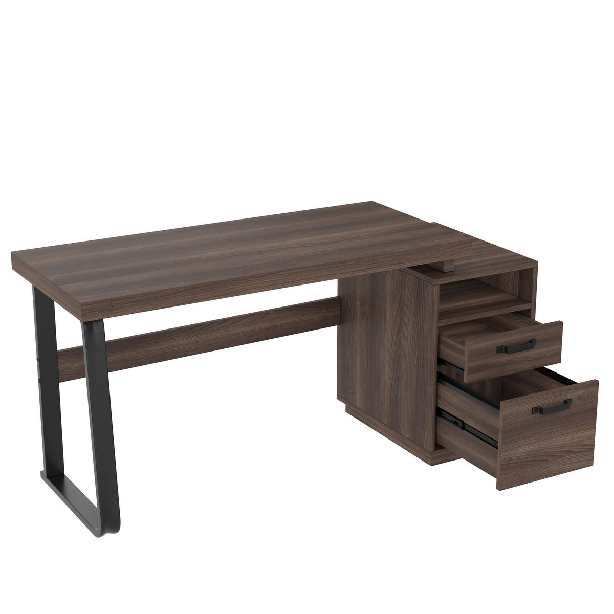 BÜROSCHREIBTISCH braun, Stahl, 3 Schubladen - Walnussfarben, Holzwerkstoff (54/161/76.4cm) - Urban Meuble