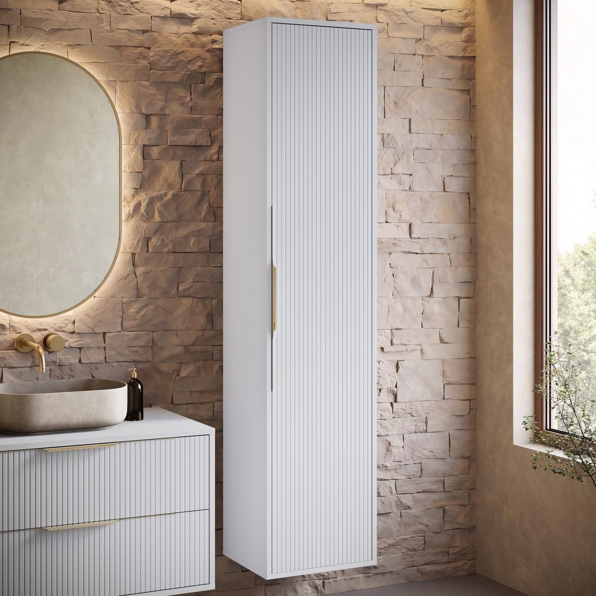 BADEZIMMERSCHRANK Rimini mit 1 Tür Weiß Matt - 38 x 33 x 170 cm - Weiß, Holz (33/170/38cm) - Badplaats