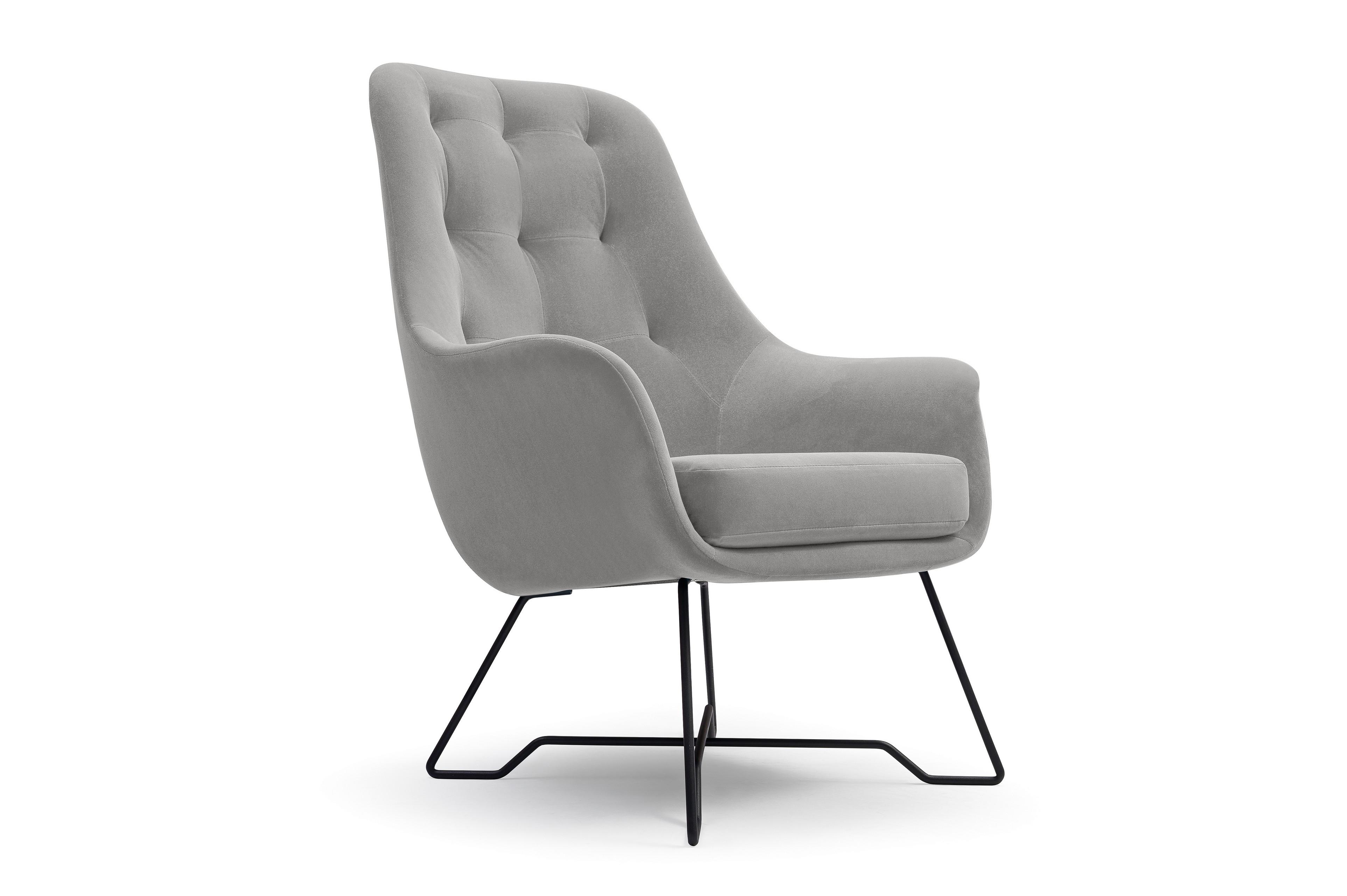 SESSEL SEDUTA, Modern Polstersessel Loungesessel, Velours-Stoff Grau - Grau, Holz/Metall (72.5/101.5/83cm) - MASSENO